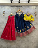 Sequined Rayon Cotton Lehenga With Blouse And Dupatta-ISKWNAV29030937