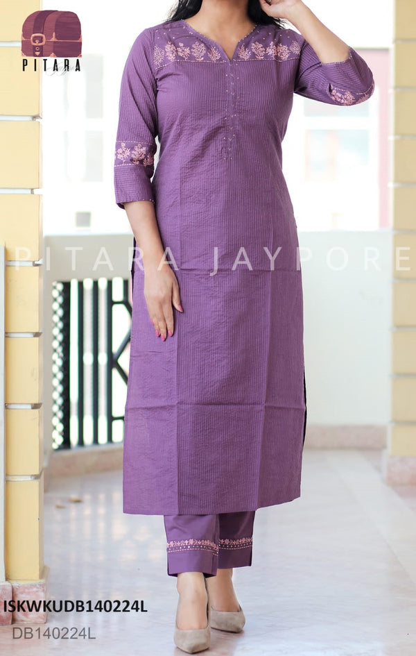 Sequined Cotton Kurti With Pant-ISKWKUDB140224L