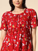 Printed Viscose Top With Tassels-#TP013-Red