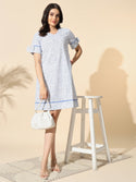 Printed Poplin A-Line Tunic With Bow Detail