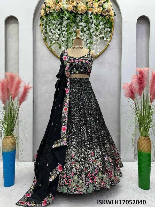 Embroidered Georgette Lehenga With Blouse And Dupatta-ISKWLH17052040