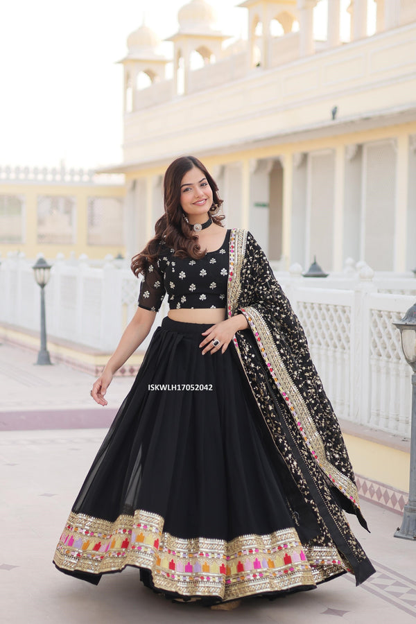Embroidered Georgette Lehenga With Blouse And Dupatta-ISKWLH17052042