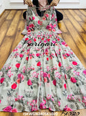 Floral Printed Chinon Padded Gown-ISKWGN2405k1020