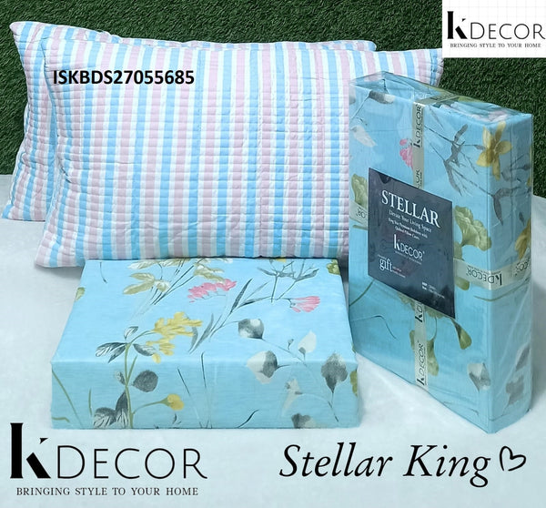 Printed Cotton Kingsize Bedsheet With Pillow Cover-ISKBDS27055685