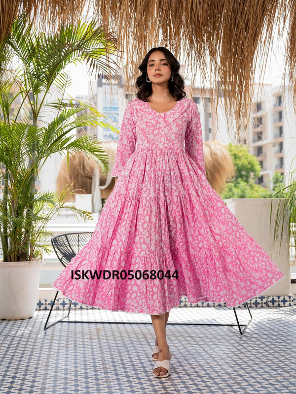 Floral Printed Cotton Dress-ISKWDR05068044