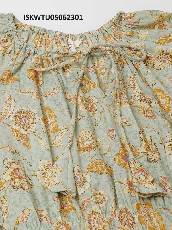Floral Printed Cotton Tunic-ISKWTU05062301