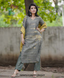 Tie And Dye Printed Khadi Cotton Kurti With Pant And Khadi Dupatta-ISKWSU1106PPC/D1303
