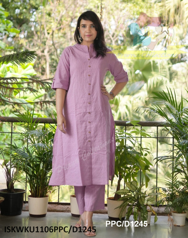 Cotton Kantha Weaved A-Line Kurti With Palazzo-ISKWKU1106PPC/D1194-PPC/D1245