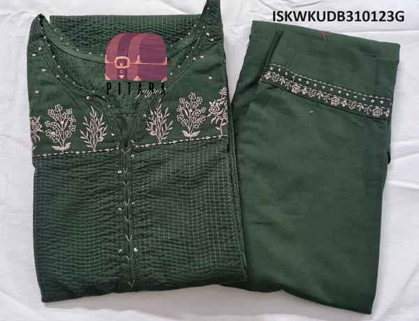 Embroidered Cotton Kurti With Pant-ISKWKUDB310123G