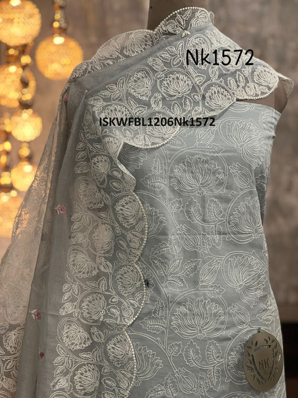 Embroidered Cotton Kurti With Bottom And Kota Dupatta-ISKWFBL1206Nk1572