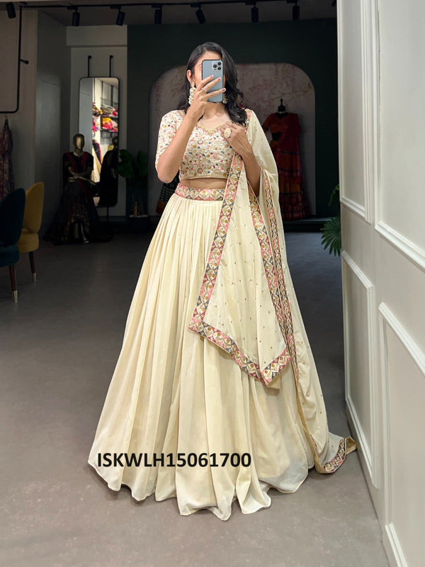 Embroidered Georgette Lehenga With Blouse And Silk Dupatta-ISKWLH15061700