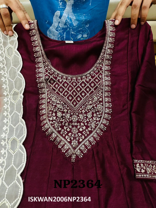 Embroidered Silk Anarkali With Digital Printed Organza Silk Dupatta-ISKWAN2006NP2364