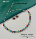 Pure Brass Monalisa Stone Delicate Necklace Set-ISKJW1106AK-i-88