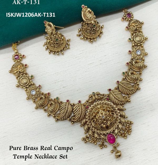 Pure Brass Real Temple Necklace Set-ISKJW1206AK-T-131