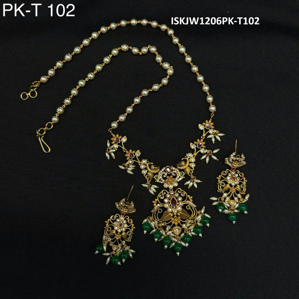 Pure Brass Real Temple Necklace Set-ISKJW1206PK-T-102