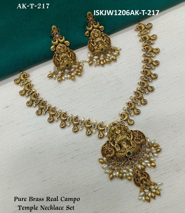 Pure Brass Real Temple Necklace Set-ISKJW1206AK-T-217