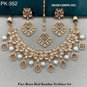 Pure Brass Real Kundan Necklace Set-ISKJW1206PK-352