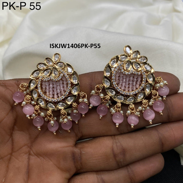 Kundan Earrings-ISKJW1406PK-P55