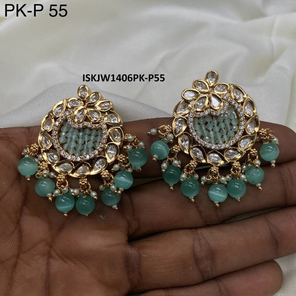 Kundan Earrings-ISKJW1406PK-P55