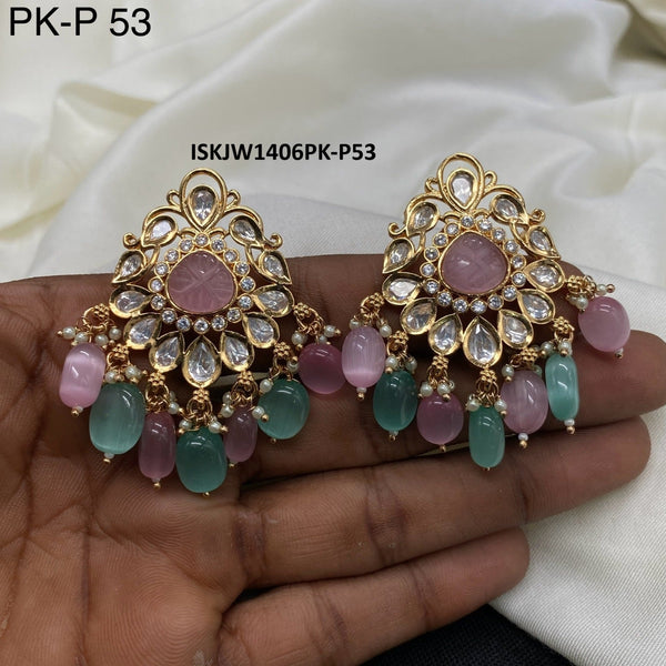 Kundan Earrings-ISKJW1406PK-P53