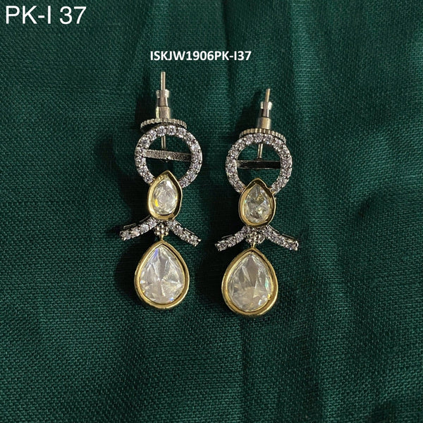 Pure Brass Real Kundan Earrings-ISKJW1906PK-I37