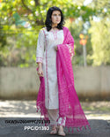 Handloom Cotton Kurti With Pant And Ikkat Printed Khadi Silk Dupatta-ISKWSU2606PPC/D1393