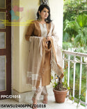 Handloom Cotton Kurti With Pant And Dupatta-ISKWSU2406PPC/D1018