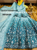Digital Printed Taffeta Silk Skirt With Peplum Top And Organza Dupatta-ISKWSKT2606NP2448