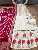 Self Weaving Cotton Gown With Tie And Dye Printed Banarasi Dupatta-ISKWGN2606AGC3801