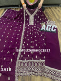 Embroidered Georgette Kurti With Pant And Dupatta-ISKWSU2606AGC3812
