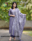 Embroidered Cotton Silk Kurti With Pant And Dupatta-ISKWSU0307PPC/D1303