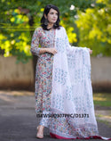 Hand Block Kalamkari Printed Cotton Kurti With Pant And Malmal Cotton Dupatta-ISKWSU0307PPC/D1371