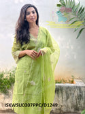 Embroidered Chanderi Silk Kurti With Silk Pant And Organza Dupatta-ISKWSU0307PPC/D1249