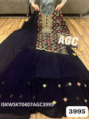 Embroidered Georgette Kurti With Skirt And Dupatta-ISKWSKT0407AGC3995