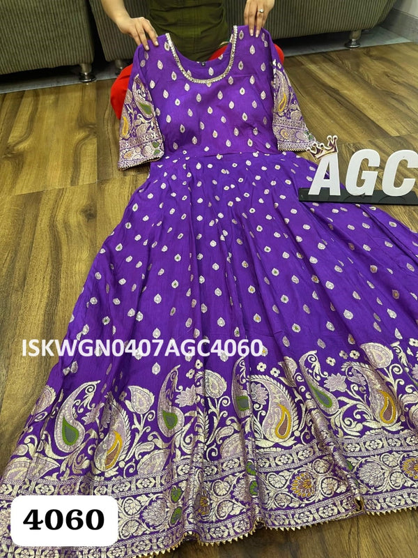Self Weaving Silk Gown With Banarasi Dupatta-ISKWGN0407AGC4060