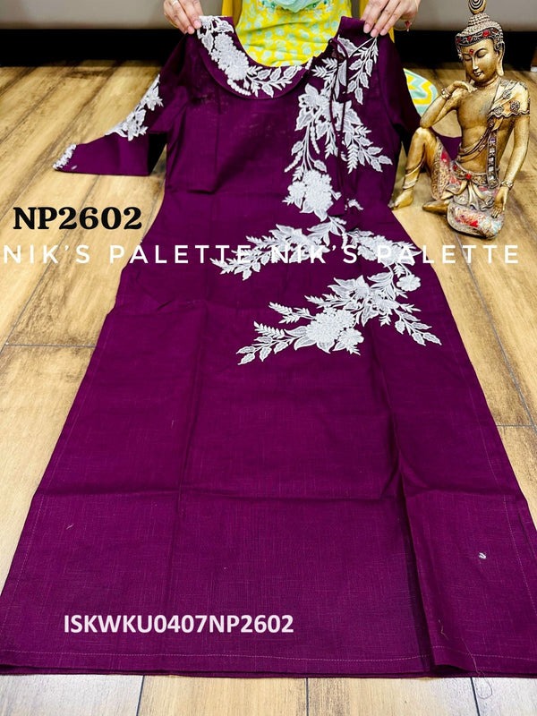 Embroidered Linen Cotton Kurti-ISKWKU0407NP2602