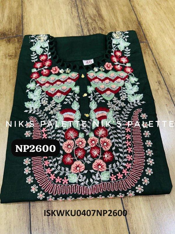 Embroidered Linen Cotton Kurti-ISKWKU0407NP2600