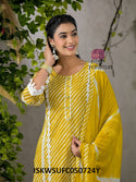 Lehariya Printed Cotton Kurti With Pant And Dupatta-ISKWSUFC050724R/FC050724Y