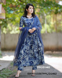 Indigo Printed Cotton Anarkali Kurti With Pant And Kota Doriya Dupatta-ISKWSU1007PPC/D1462