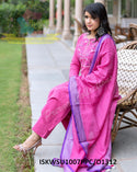 Handloom Cotton Kurti With Pant And Linen Dupatta-ISKWSU1007PPC/D1312