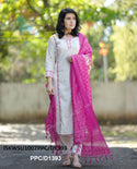 Handloom Cotton Kurti With Pant And Ikkat Printed Khadi Silk Dupatta-ISKWSU1007PPC/D1393
