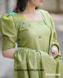 Cotton Silk Kurti With Pant And Embroidered Dupatta-ISKWSU1007PPC/D1449