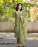 Cotton Silk Kurti With Pant And Embroidered Dupatta-ISKWSU1007PPC/D1449