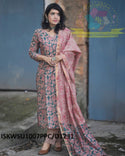 Kalamkari Printed Handloom Cotton Silk Kurti With Pant And Dupatta-ISKWSU1007PPC/D1231