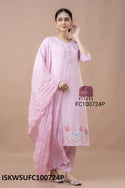 Embroidered Cotton Kurti With Pant And Dupatta Crushed Dupatta-ISKWSUFC100724P