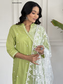 Cotton Kurti With Pant And Embroidered Dupatta-ISKWSU100767891