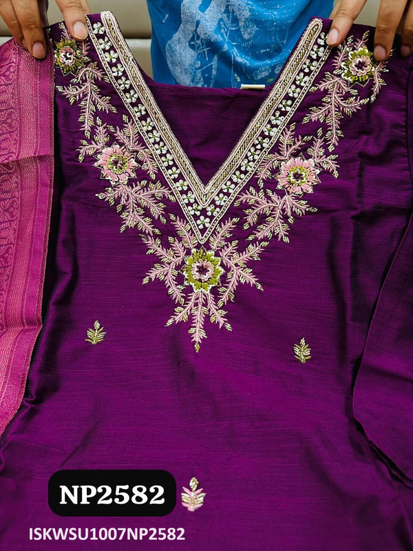 Silk Kurti With Pant And Digital Printed Banarasi Silk Dupatta-ISKWSU1007NP2582