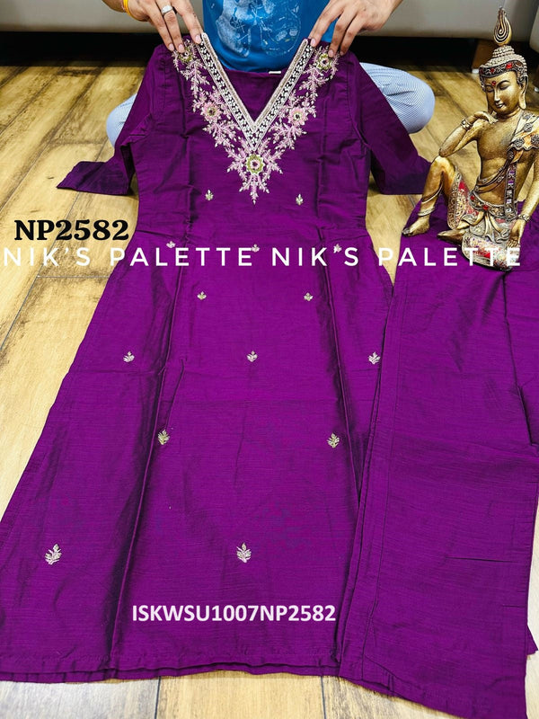 Silk Kurti With Pant And Digital Printed Banarasi Silk Dupatta-ISKWSU1007NP2582