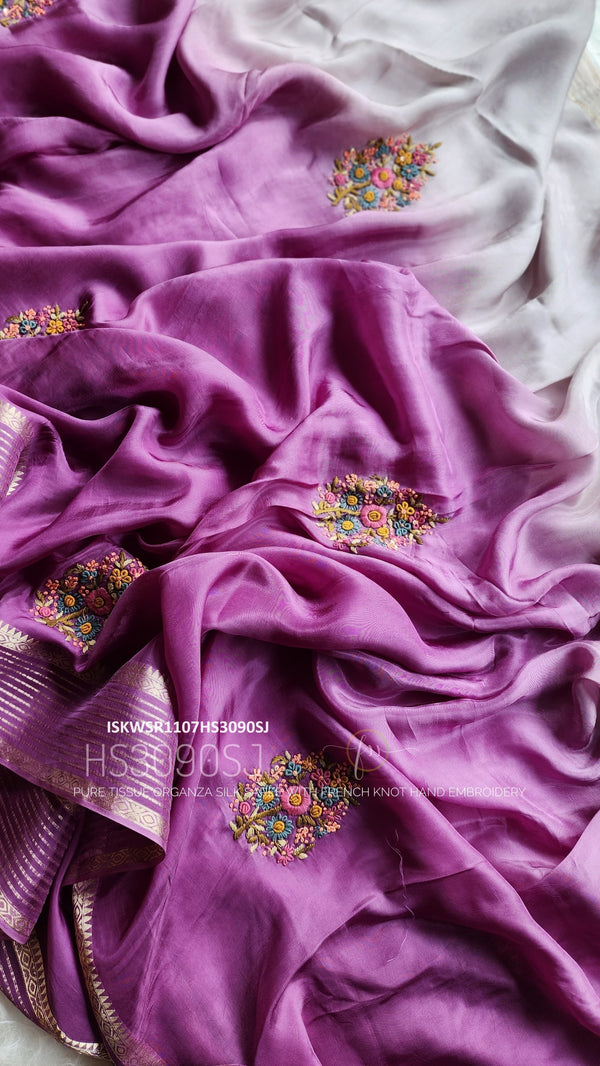 Embroidered Banarasi Tissue Organza Silk Saree With Blouse-ISKWSR1107HS3090SJ