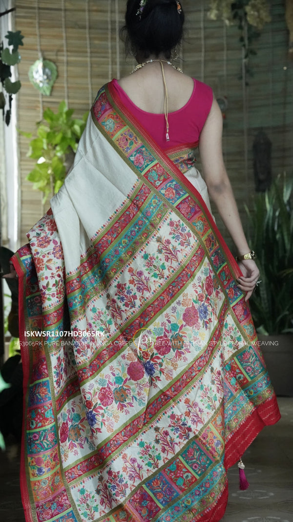 Crepe Silk Saree With Contrast Blouse-ISKWSR1107HD3065RK